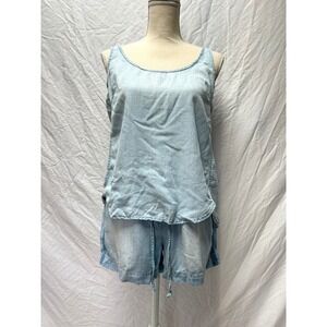 Cloth & Stone Chambray Tank Top & Drawstring Shorts Set Light Wash small medium